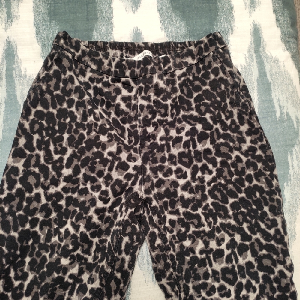 Grey and black cropped leopard print trouser